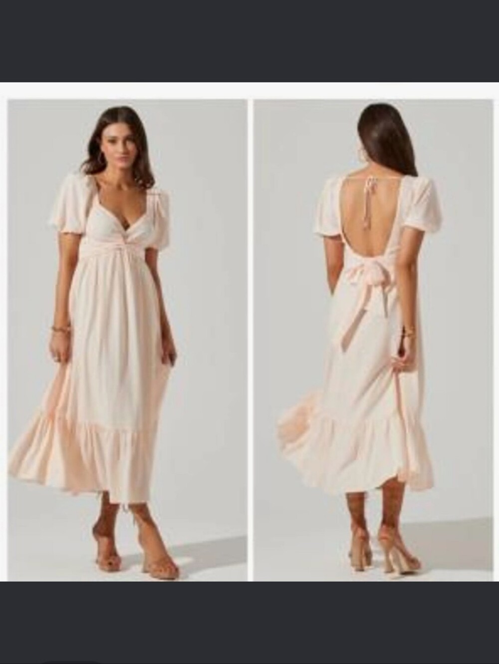 ASTR the Label Blush Pink Open-Back Midi Dress with Tie